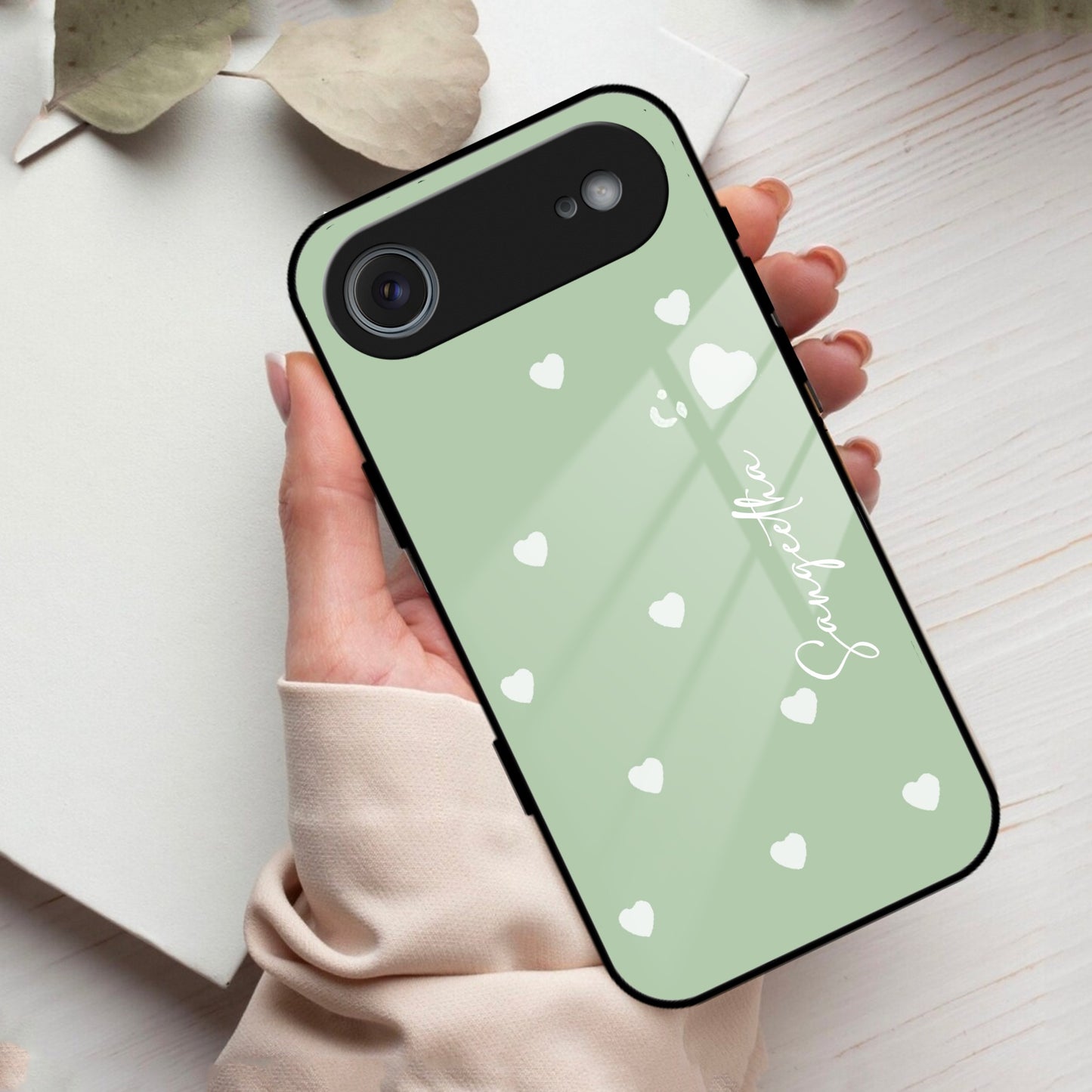 Be Loved Customized Glass Case Cover Mint Green For iPhone