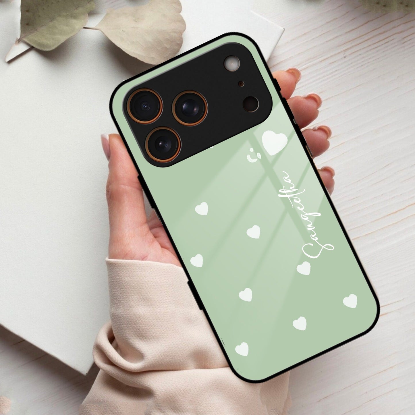 Be Loved Customized Glass Case Cover Mint Green For iPhone