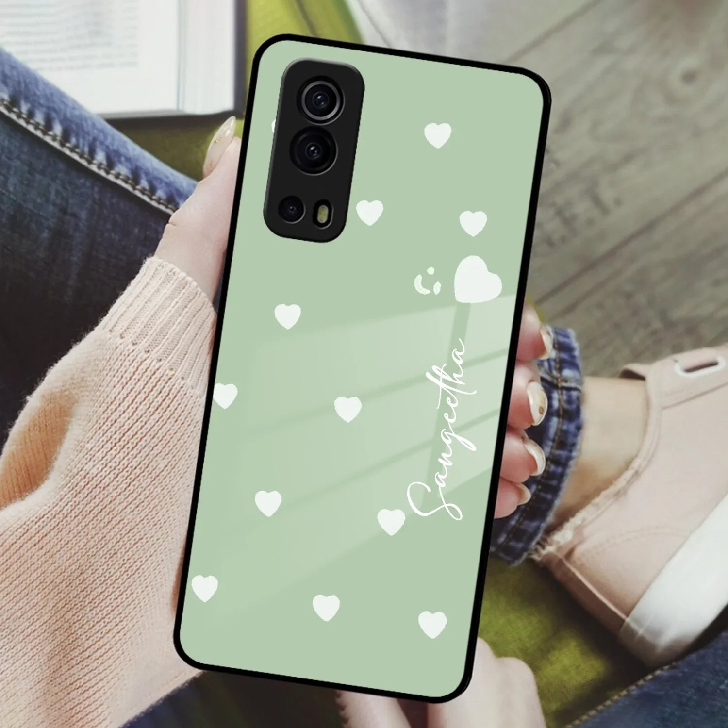 Be Loved Customized Glass Case Cover Mint Green For Vivo - ShopOnCliQ