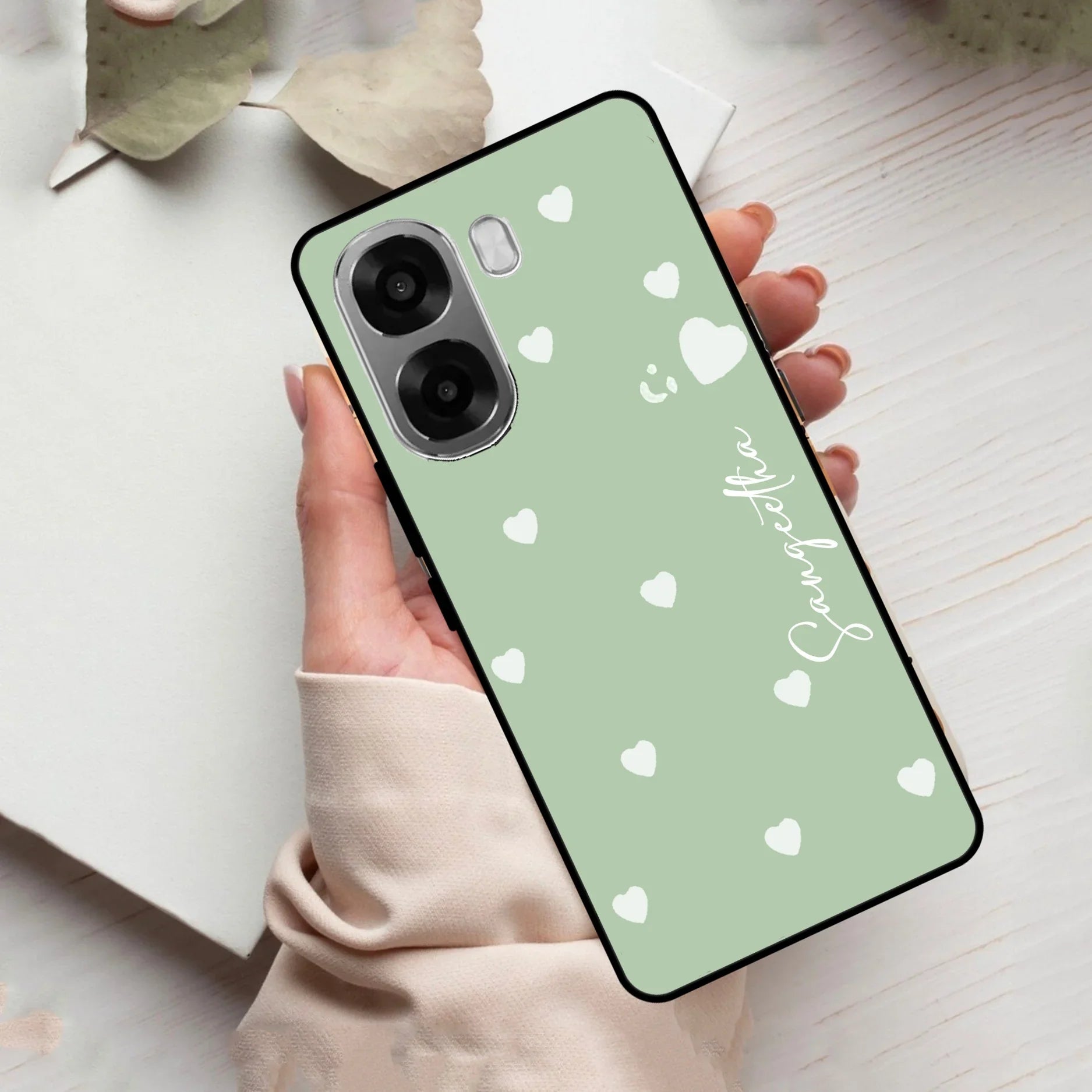 Be Loved Customized Glass Case Cover Mint Green For Oppo