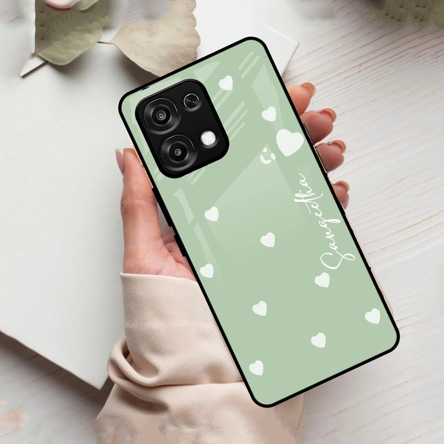 Be Loved Customized Glass Case Cover Mint Green For Oppo