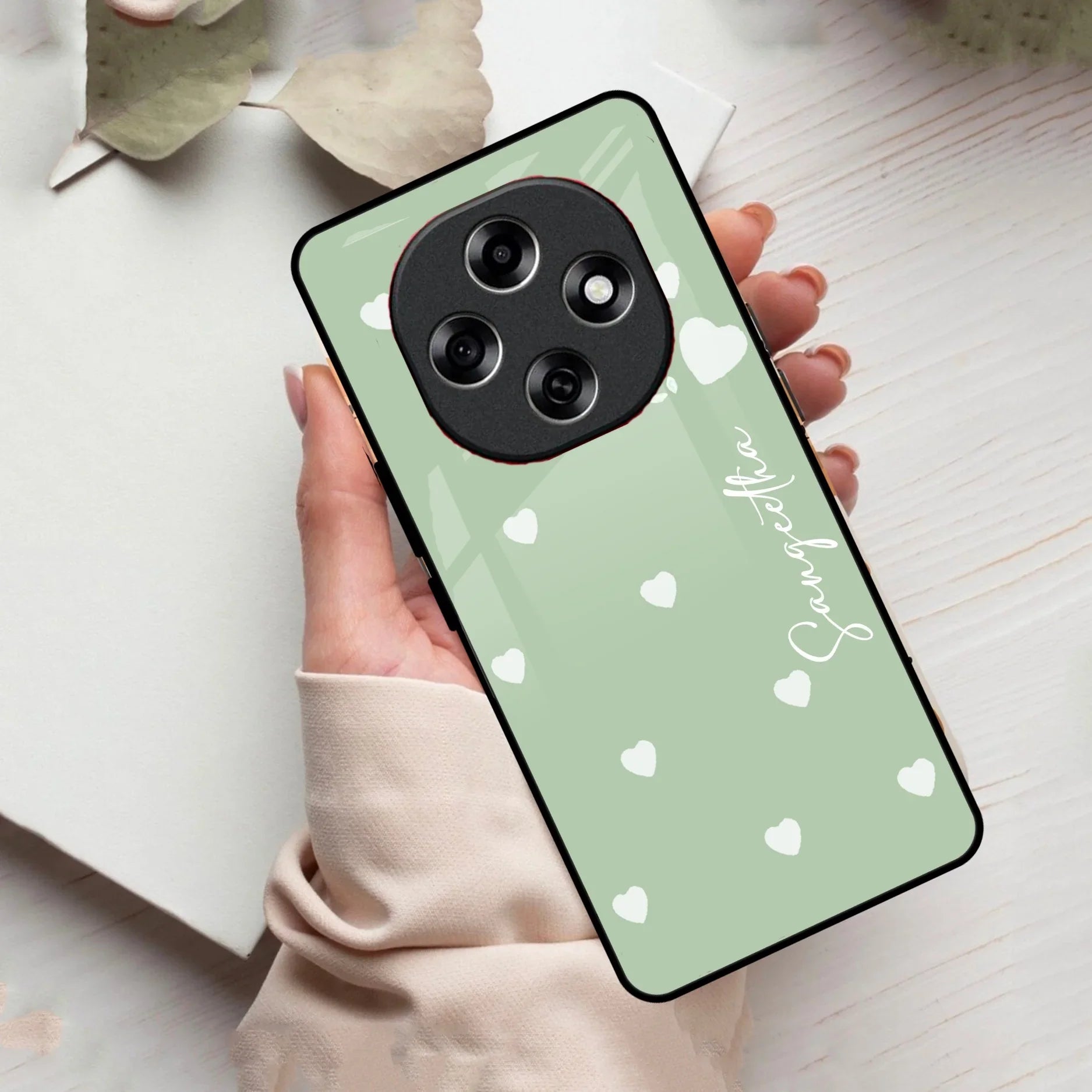 Be Loved Customized Glass Case Cover Mint Green For Oppo