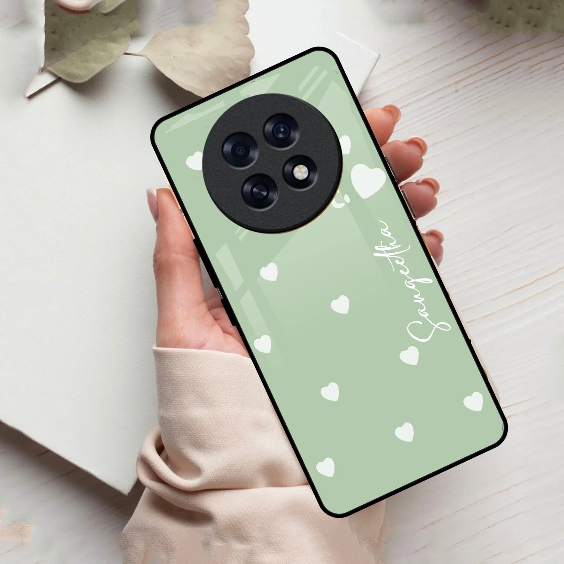 Be Loved Customized Glass Case Cover Mint Green For Oppo