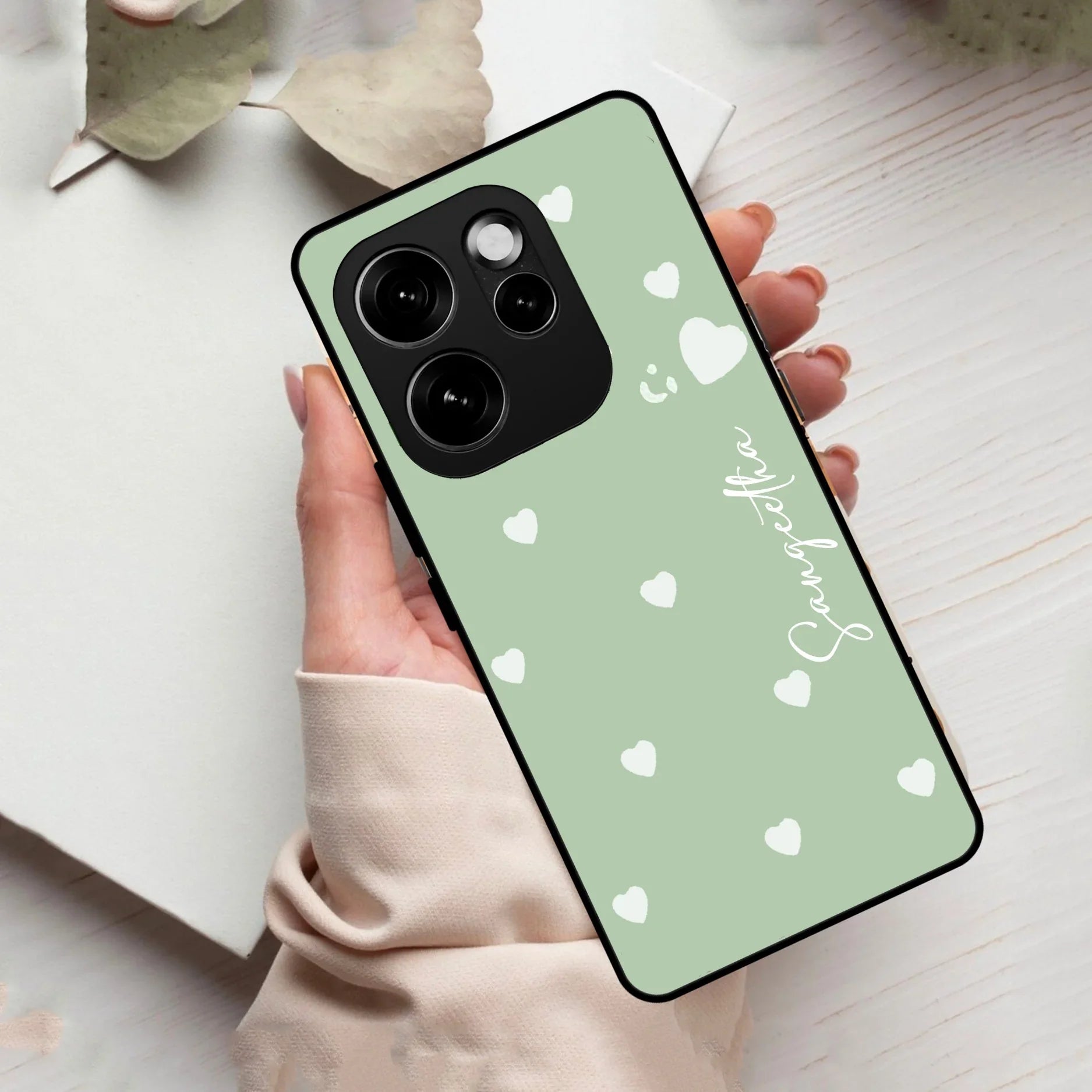 Be Loved Customized Glass Case Cover Mint Green For Oppo