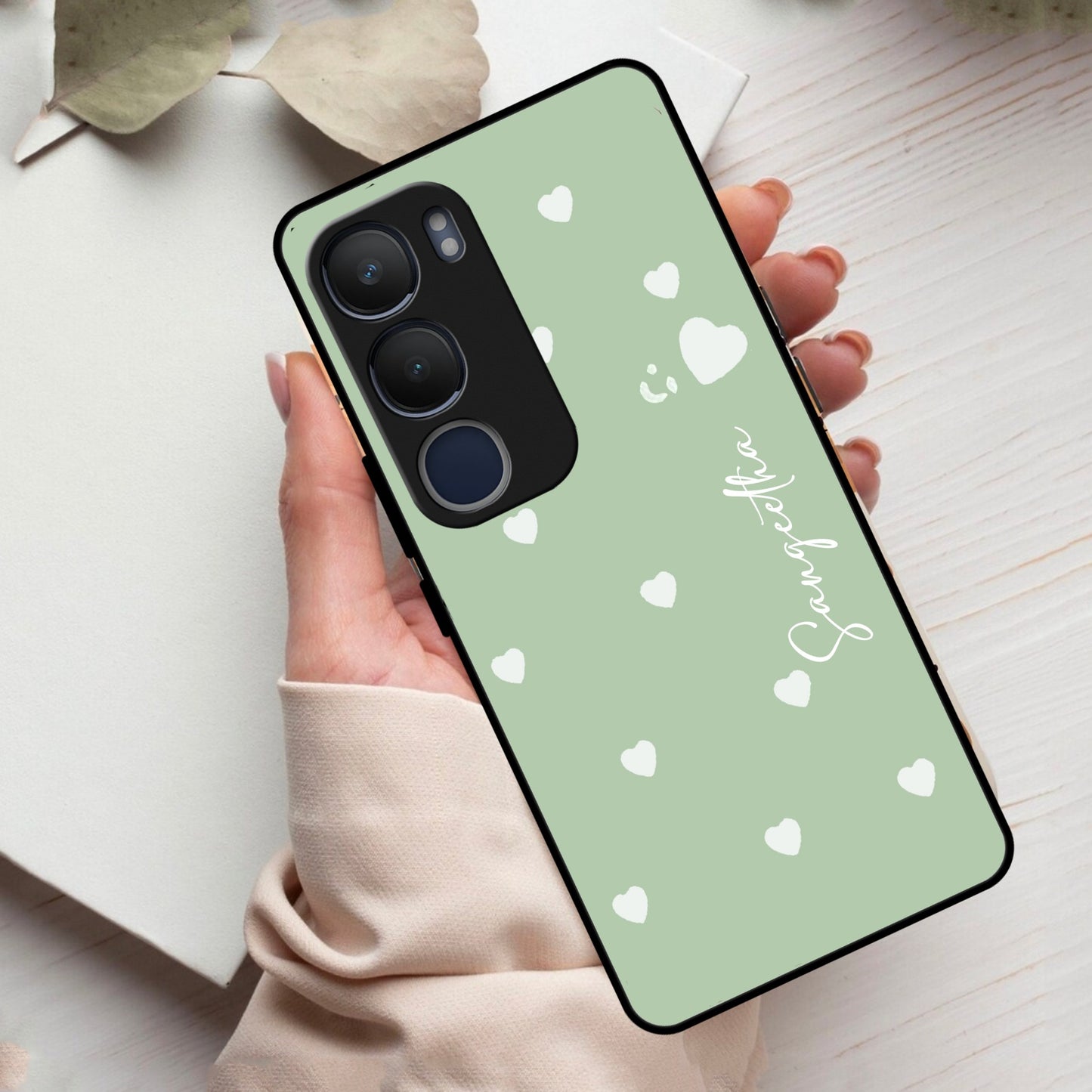 Be Loved Customized Glass Case Cover Mint Green For Vivo