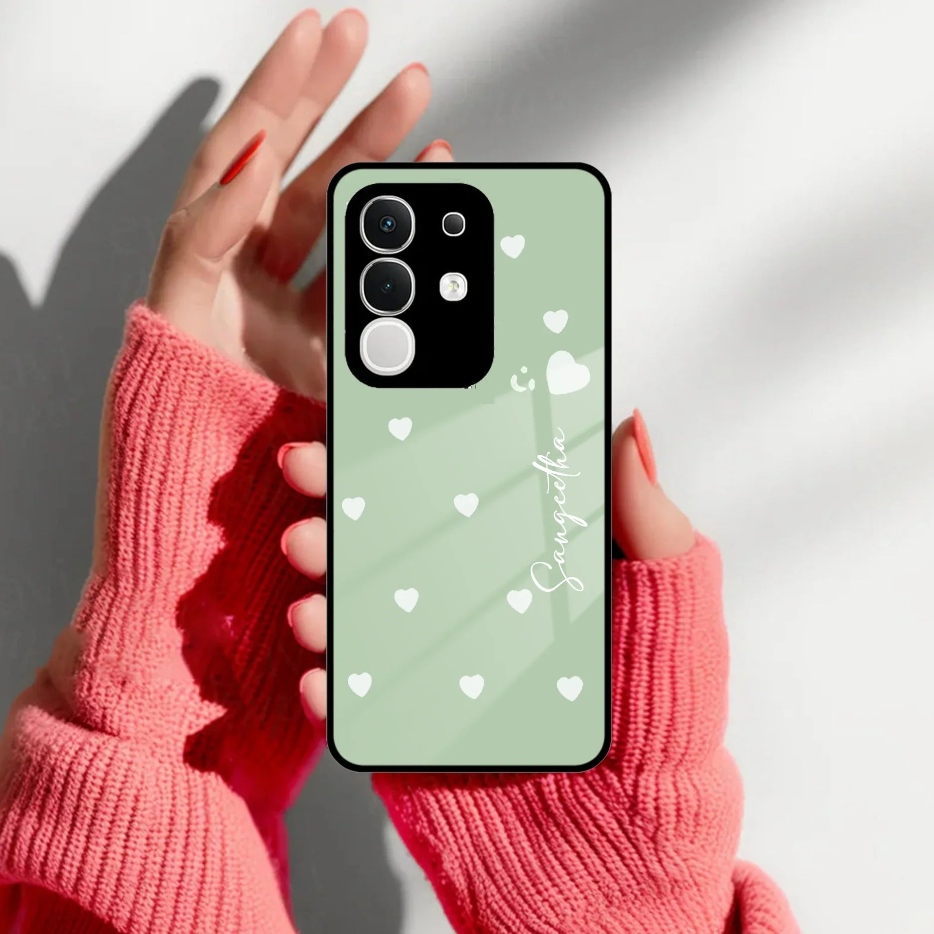 Be Loved Customized Glass Case Cover Mint Green For Vivo - ShopOnCliQ