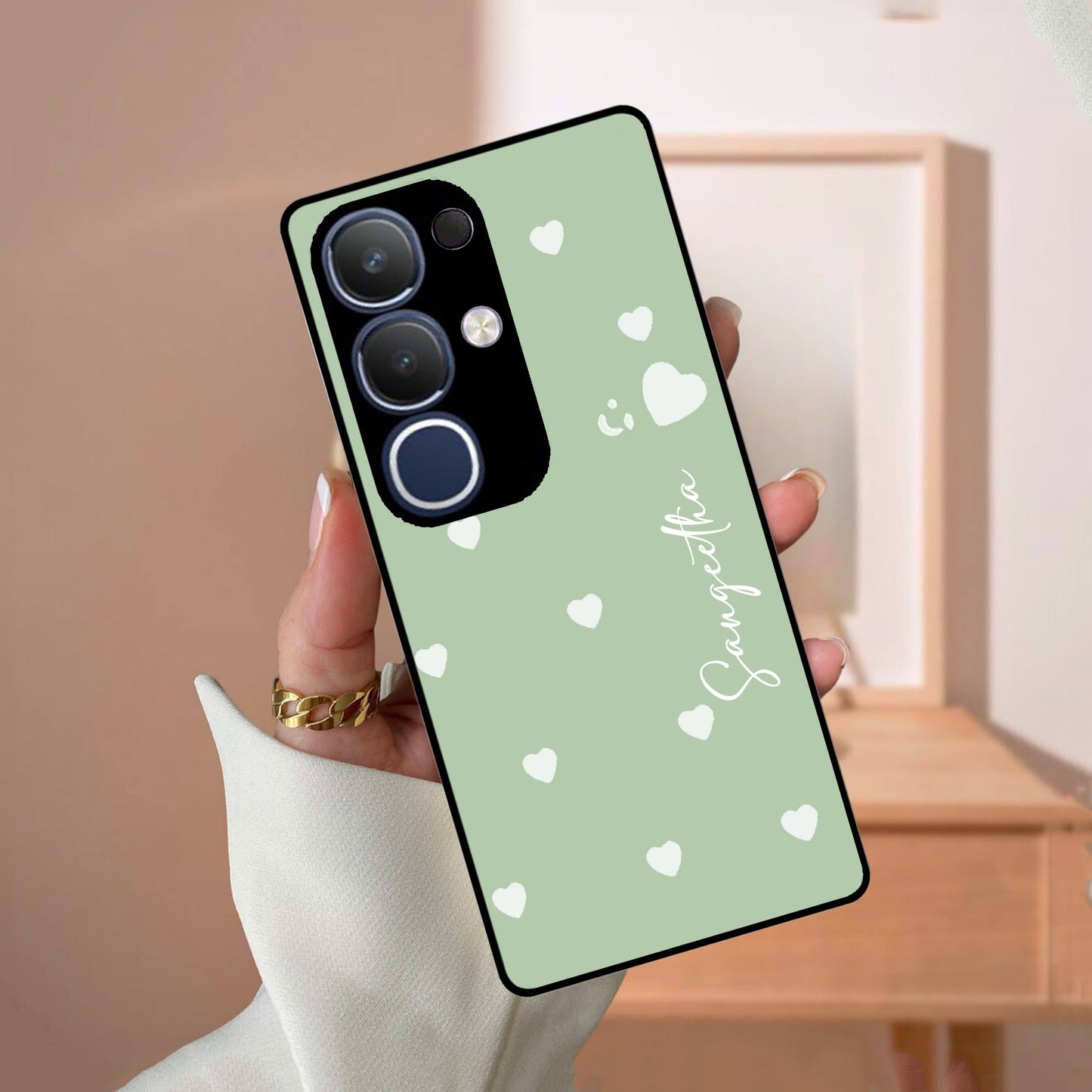 Be Loved Customized Glass Case Cover Mint Green For Vivo
