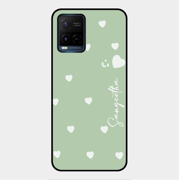 Be Loved Customized Glass Case Cover Mint Green For Vivo Y21