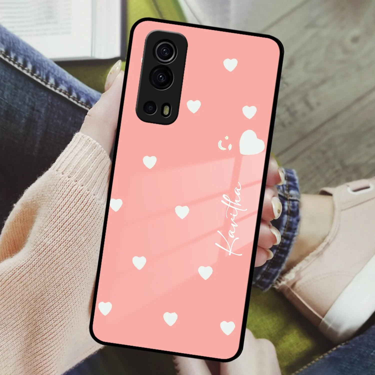 Be Loved Customized Glass Case Cover Peach For Vivo - ShopOnCliQ