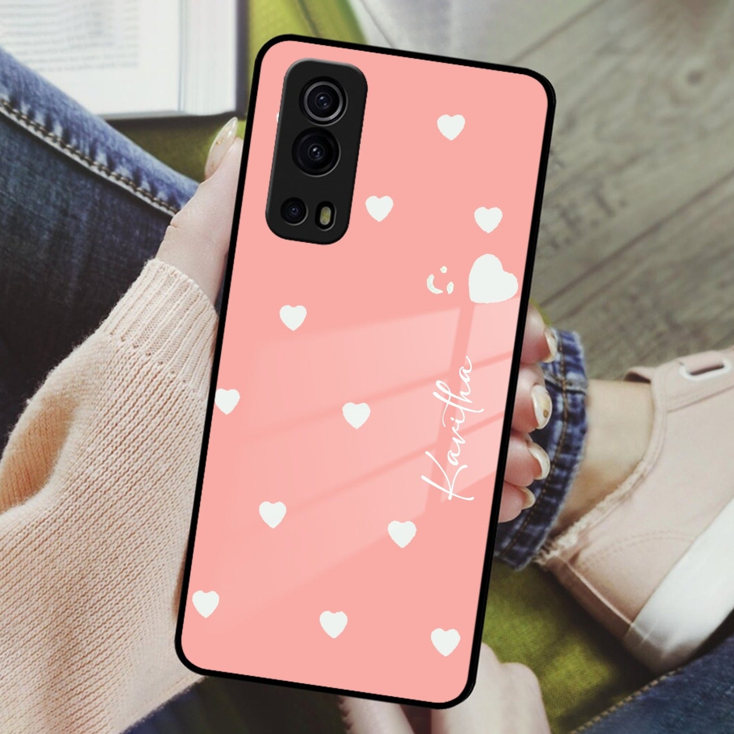 Be Loved Customized Glass Case Cover Peach For iQOO