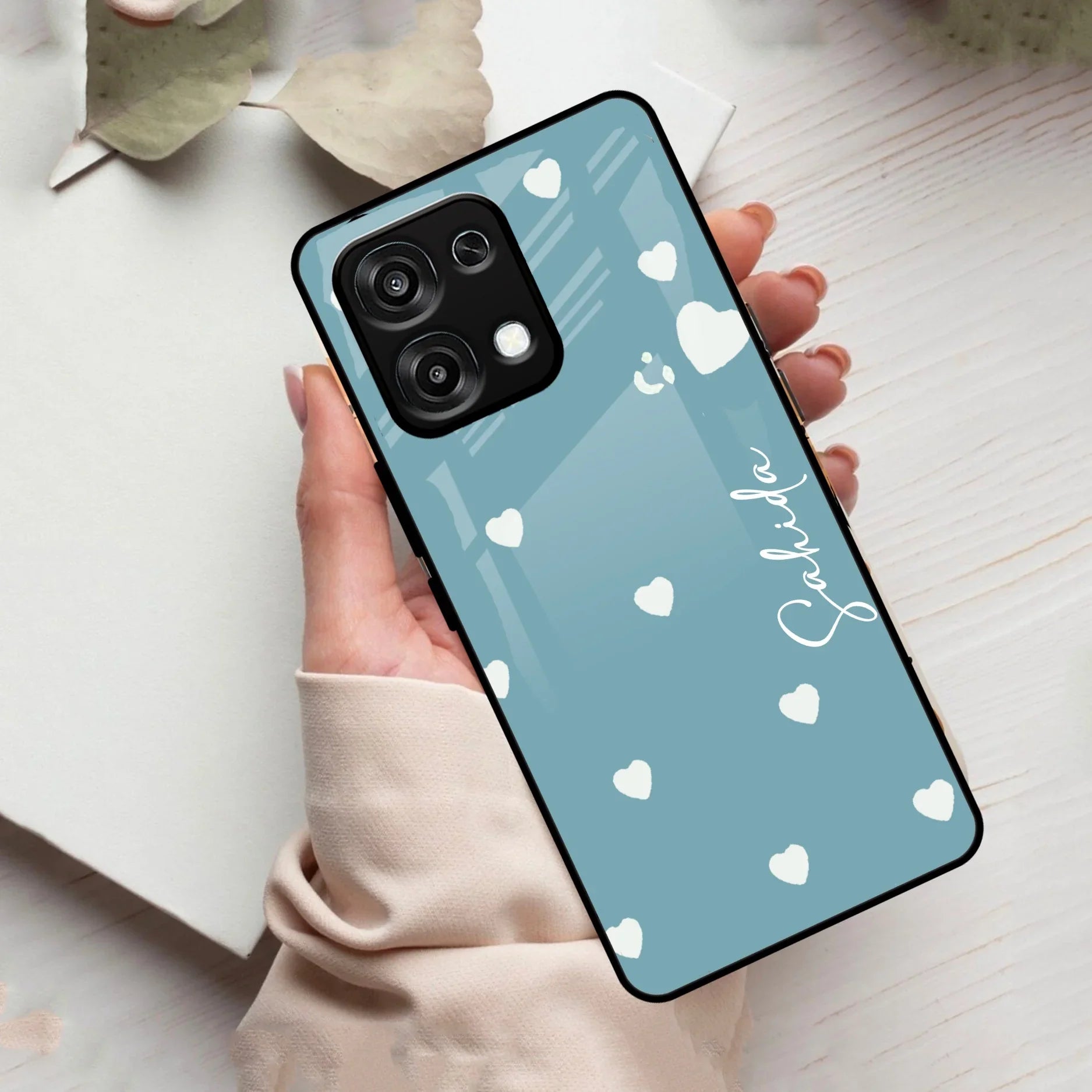 Be Loved Customized Glass Case Cover Sky Blue For Oppo