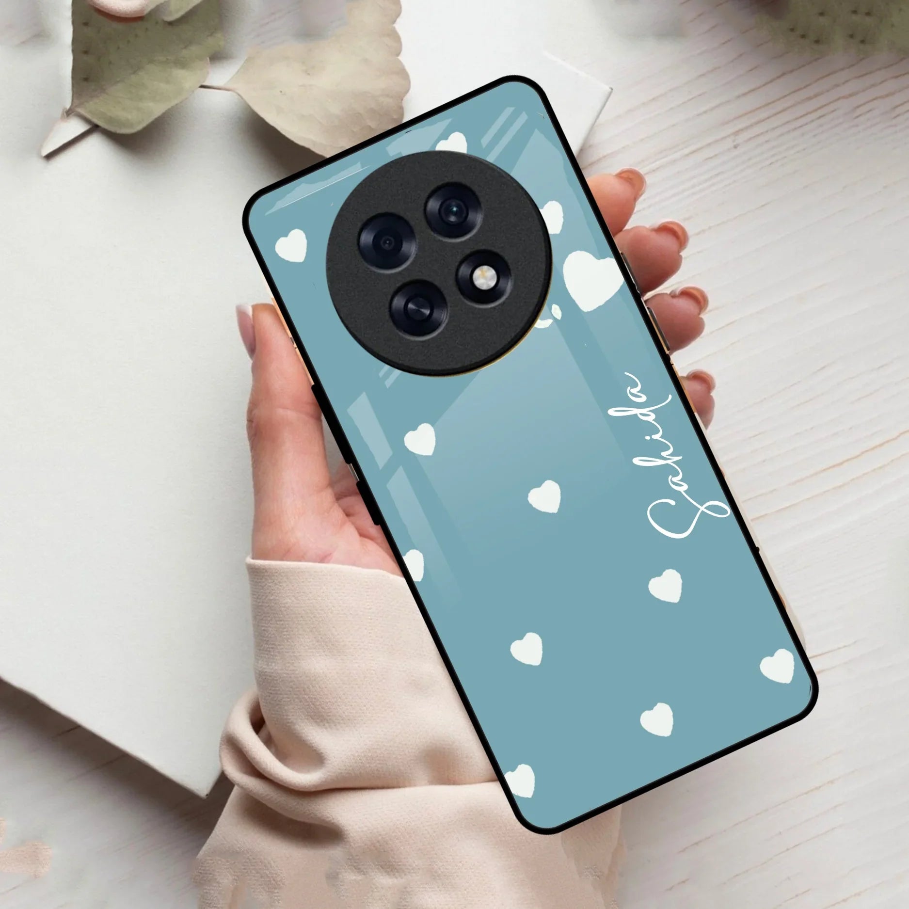 Be Loved Customized Glass Case Cover Sky Blue For Oppo