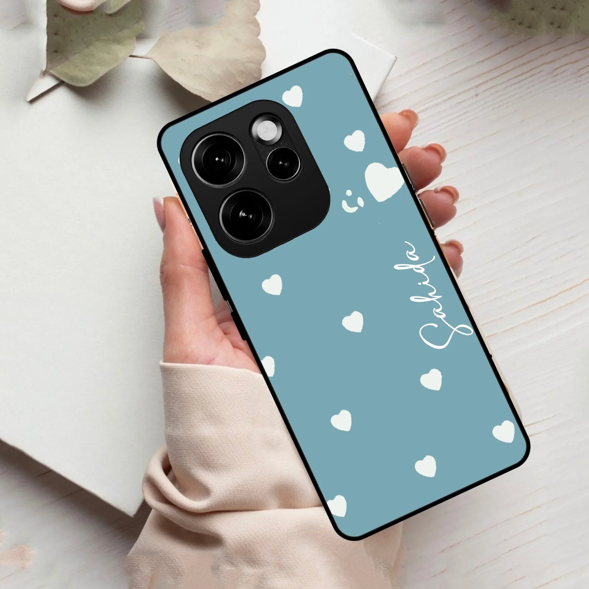 Be Loved Customized Glass Case Cover Sky Blue For Oppo