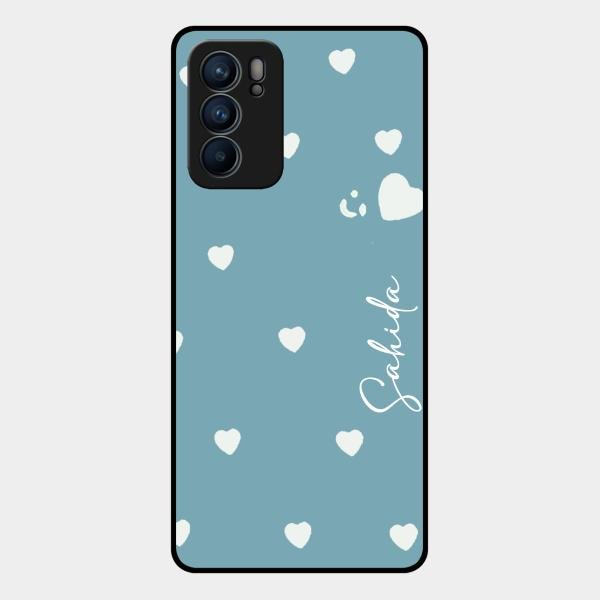 Be Loved Customized Glass Case Cover Sky Blue For Oppo Reno 6 5G