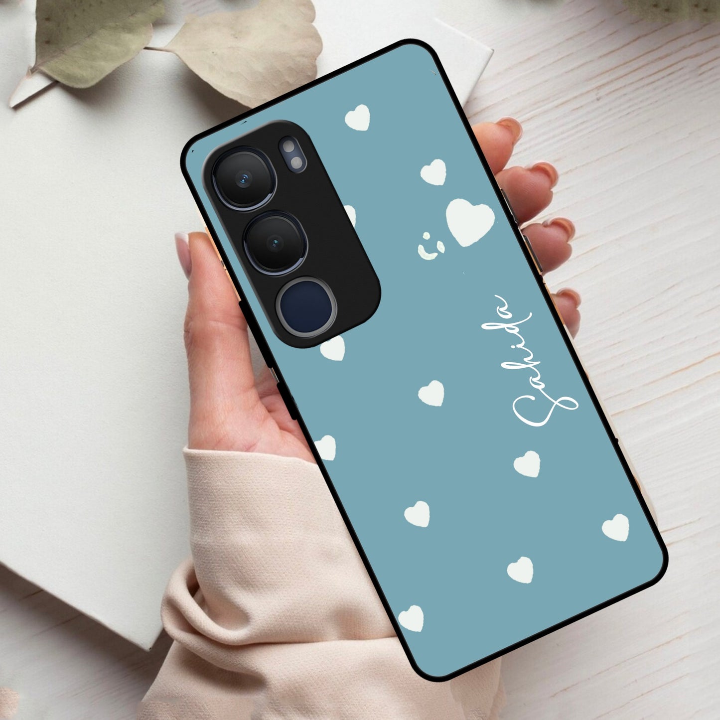 Be Loved Customized Glass Case Cover Sky Blue For Vivo
