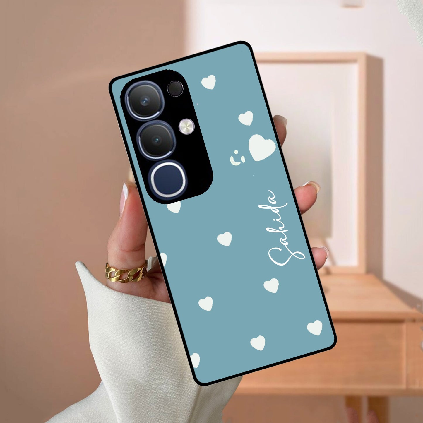Be Loved Customized Glass Case Cover Sky Blue For Vivo
