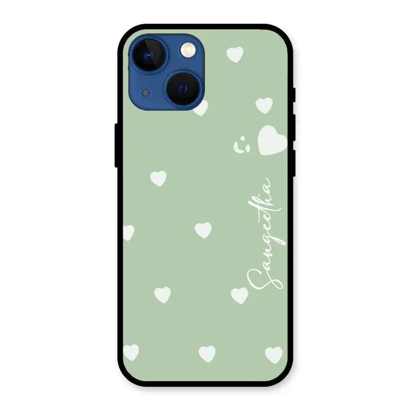 Be Loved Glossy Customised Metal Case Cover Mint Green For iPhone 13 mini