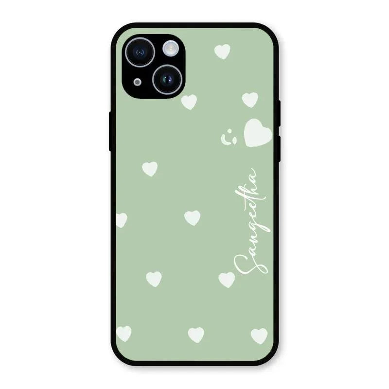 Be Loved Glossy Customised Metal Case Cover Mint Green For iPhone 14 Plus