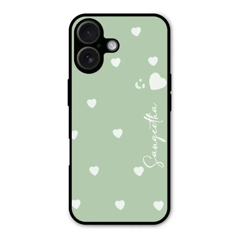 Be Loved Glossy Customised Metal Case Cover Mint Green For iPhone 16