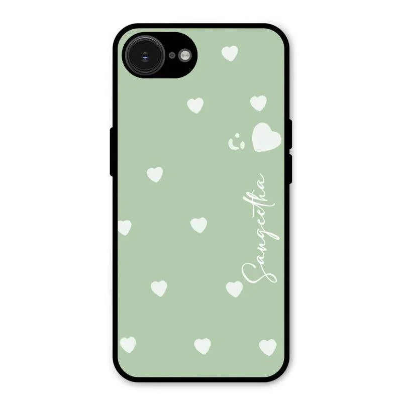 Be Loved Glossy Customised Metal Case Cover Mint Green For iPhone 16e