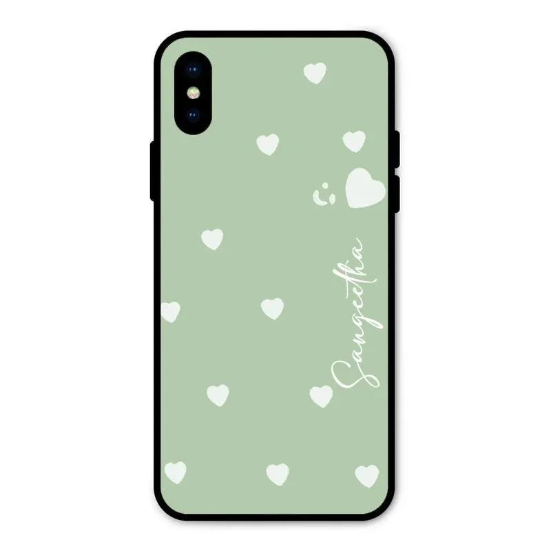 Be Loved Glossy Customised Metal Case Cover Mint Green For iPhone XS