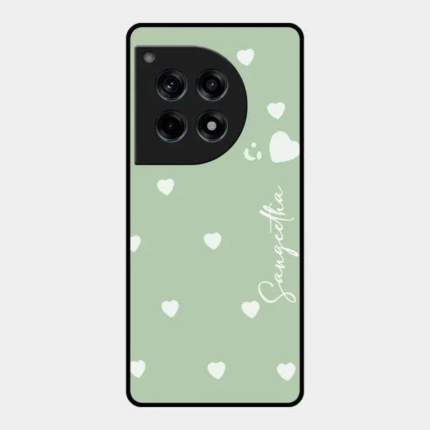 Be Loved Glossy Customised Metal Case Cover Mint Green For Oneplus 12R 5G
