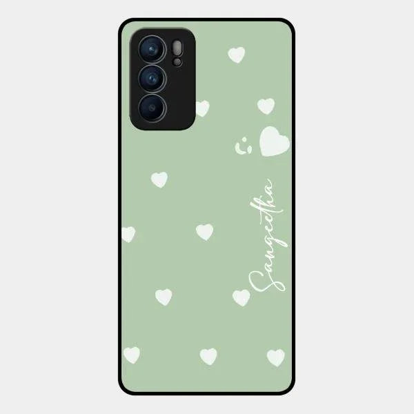 Be Loved Glossy Customised Metal Case Cover Mint Green For Oppo Reno 6 5G