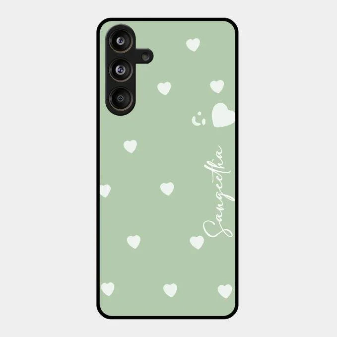 Be Loved Glossy Customised Metal Case Cover Mint Green For Samsung Galaxy M55 5G