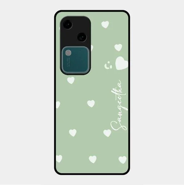 Be Loved Glossy Customised Metal Case Cover Mint Green For Vivo V30 5G