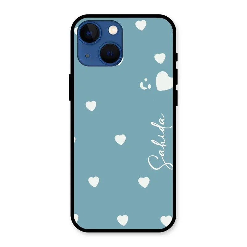 Be Loved Glossy Customised Metal Case Cover Sky Blue For iPhone 13 mini