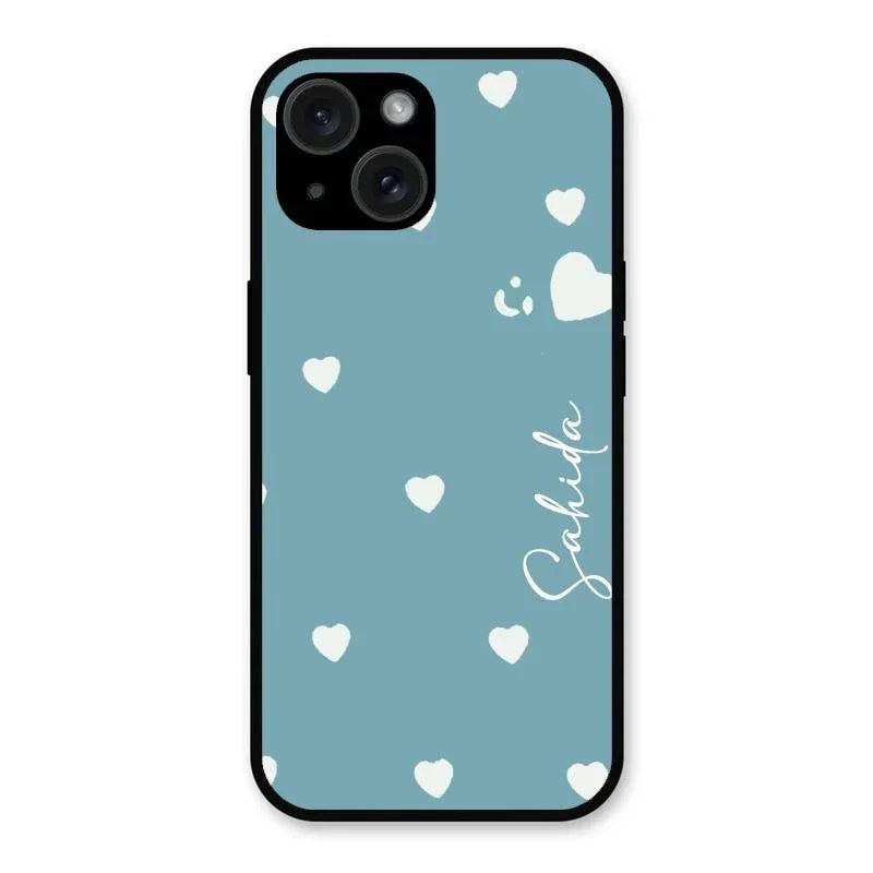 Be Loved Glossy Customised Metal Case Cover Sky Blue For iPhone 15