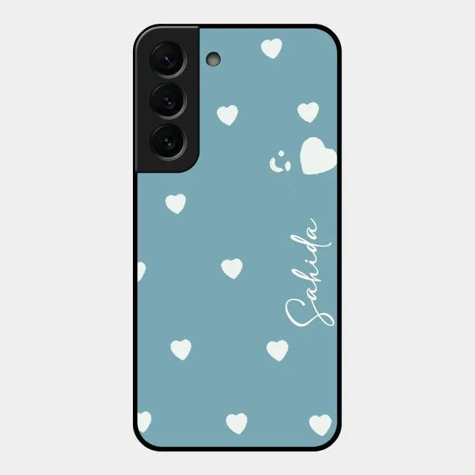 Be Loved Glossy Customised Metal Case Cover Sky Blue For Samsung Galaxy S22 Plus 5G