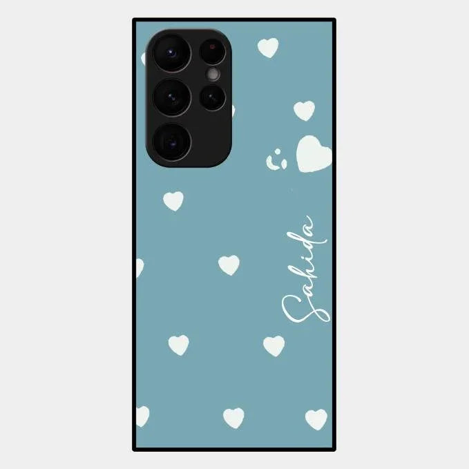 Be Loved Glossy Customised Metal Case Cover Sky Blue For Samsung Galaxy S22 Ultra 5G