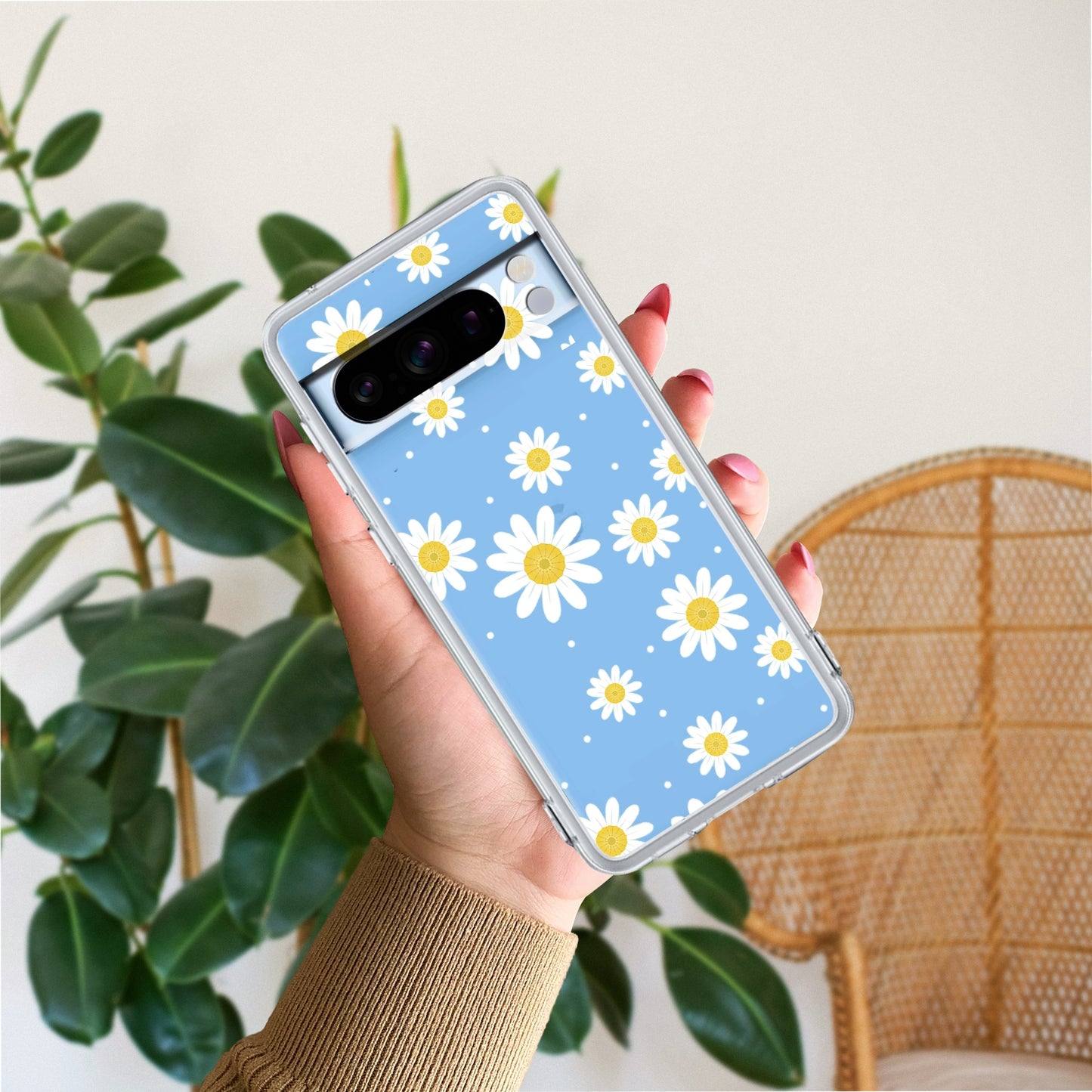 Beautiful Daisy Floral Transparent Silicon Case For Google