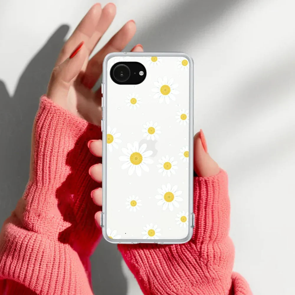 Beautiful Daisy Floral Anti Yellow Clear Case For iPhone 17e