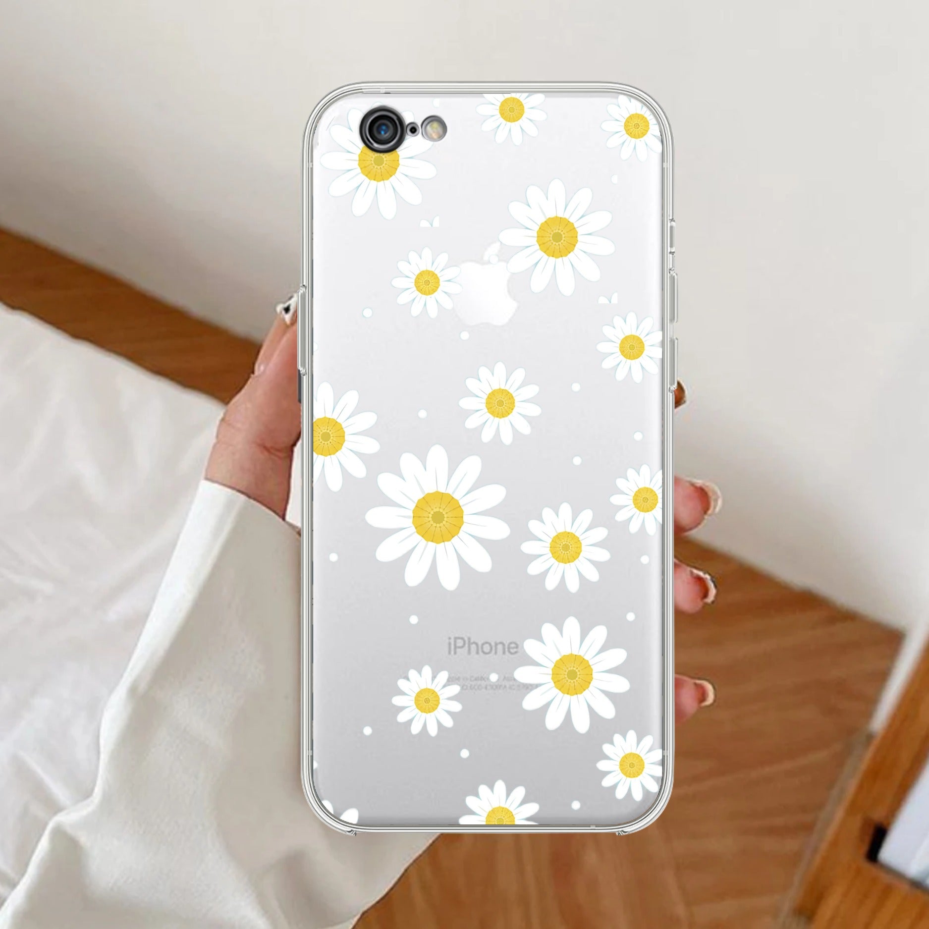 Beautiful Daisy Floral Transparent Silicon Case For iPhone