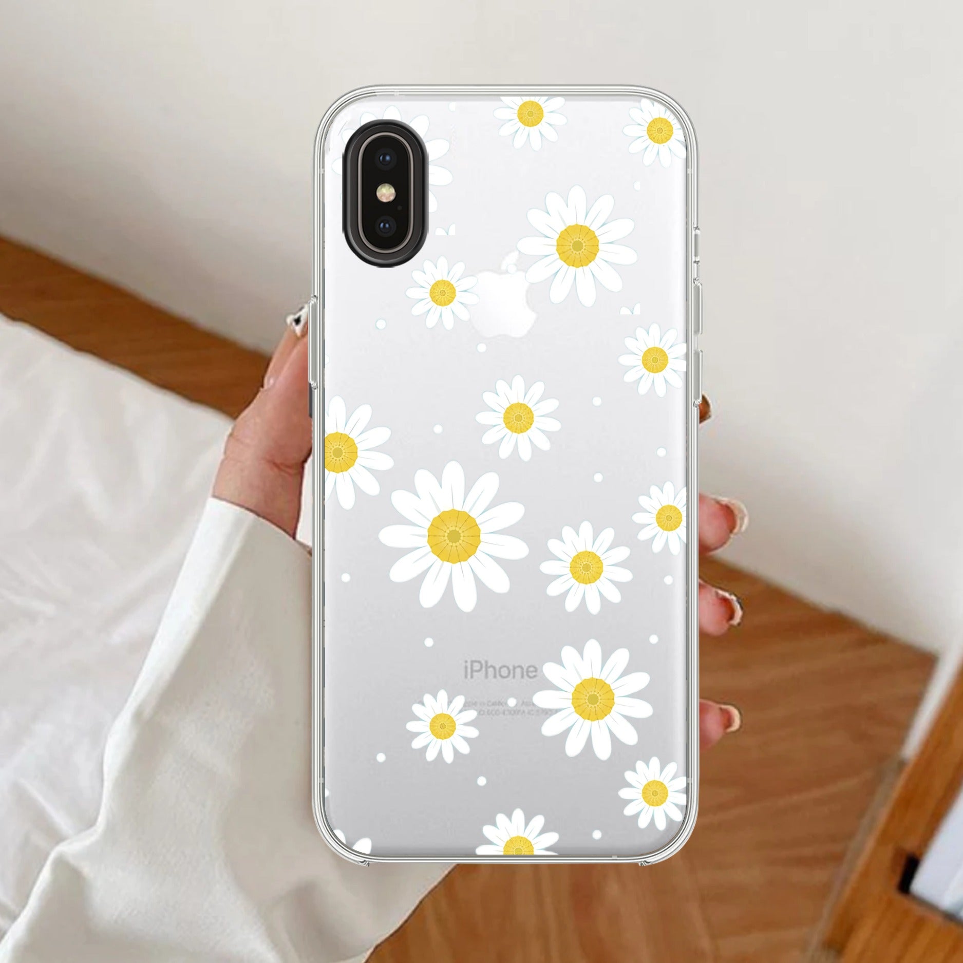 Beautiful Daisy Floral Transparent Silicon Case For iPhone