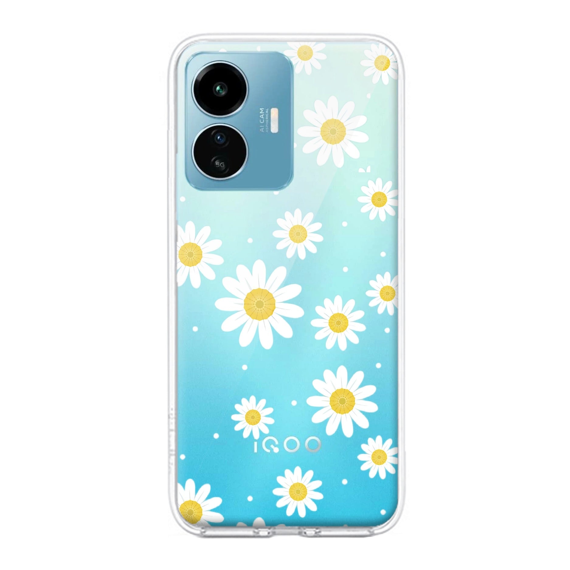 Beautiful Daisy Floral Transparent Silicon Case For iQOO Z6 Lite 5G