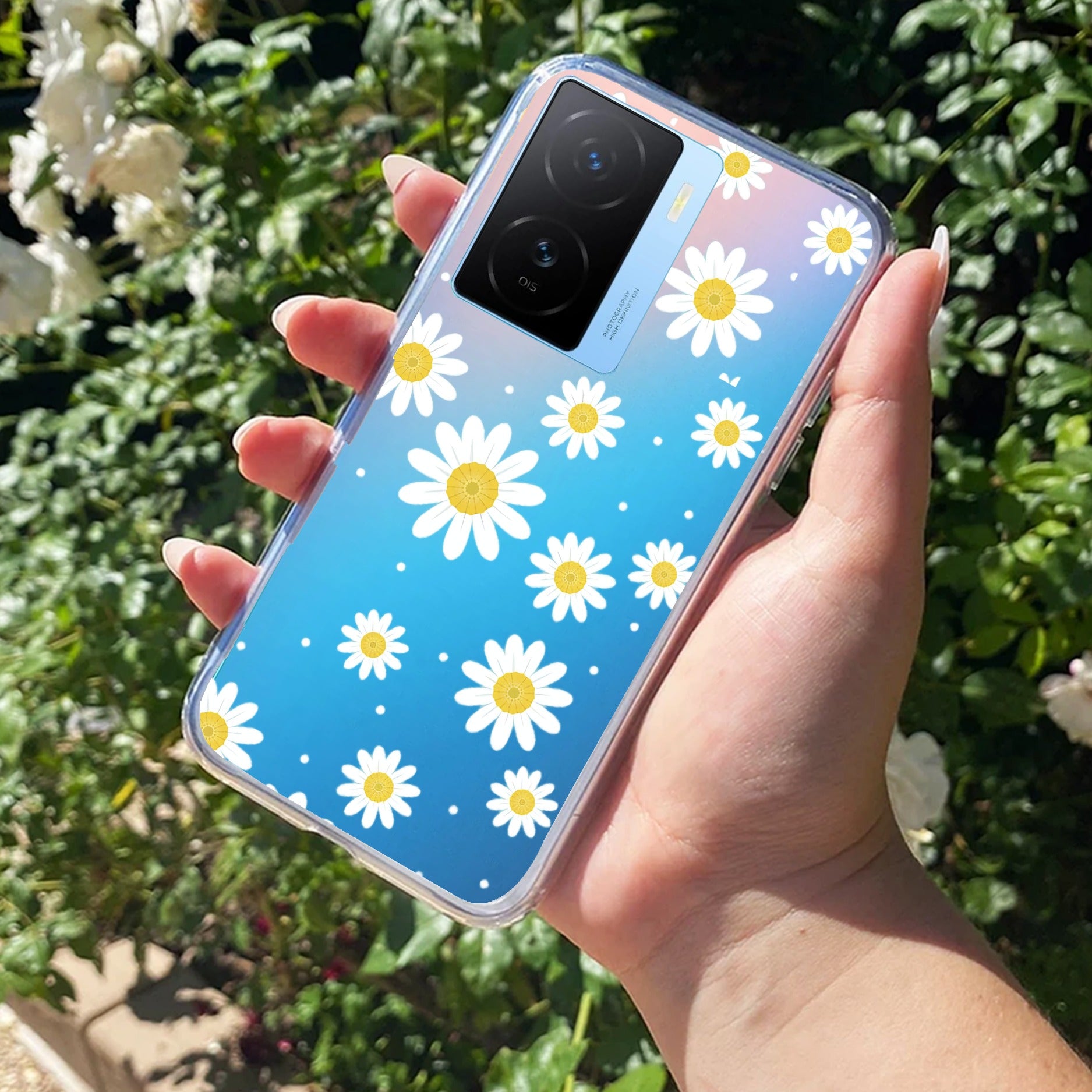 Beautiful Daisy Floral Transparent Silicon Case For iQOO Z7s 5G
