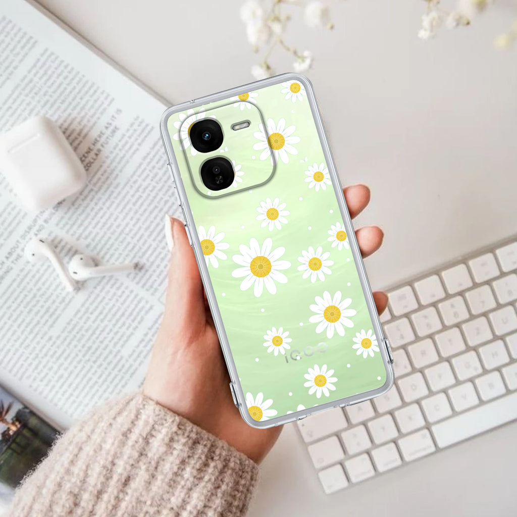 Beautiful Daisy Floral Transparent Silicon Case For iQOO Z9x 5G