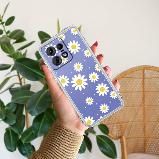 Beautiful Daisy Floral Transparent Silicon Case For Motorola