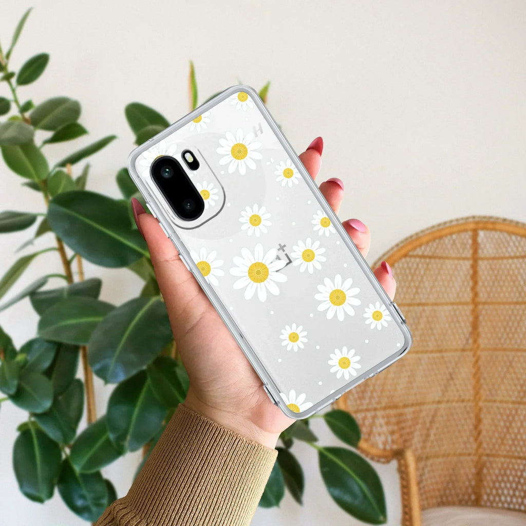 Beautiful Daisy Floral Transparent Silicon Case For OnePlus 9 Pro
