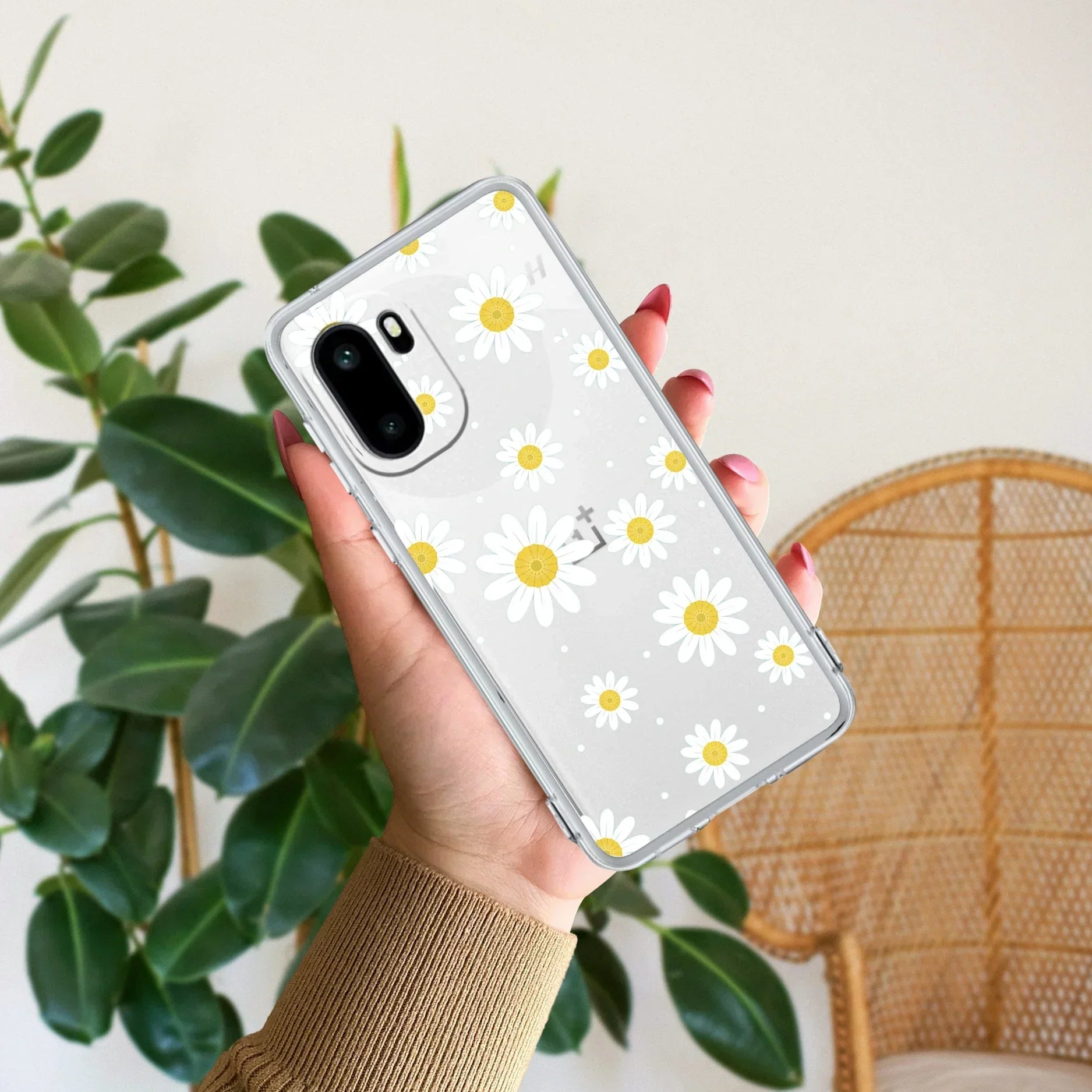 Beautiful Daisy Floral Transparent Silicon Case For OnePlus