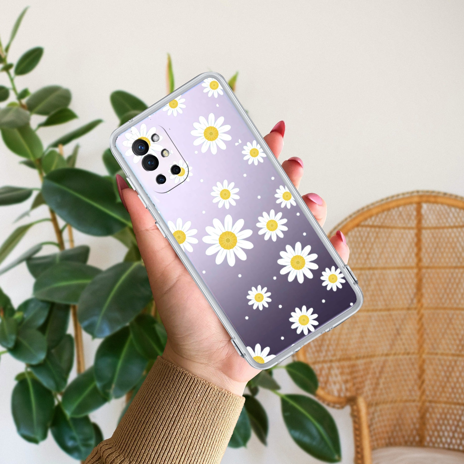 Beautiful Daisy Floral Anti Yellow Case For OnePlus 8t / OnePlus 9R