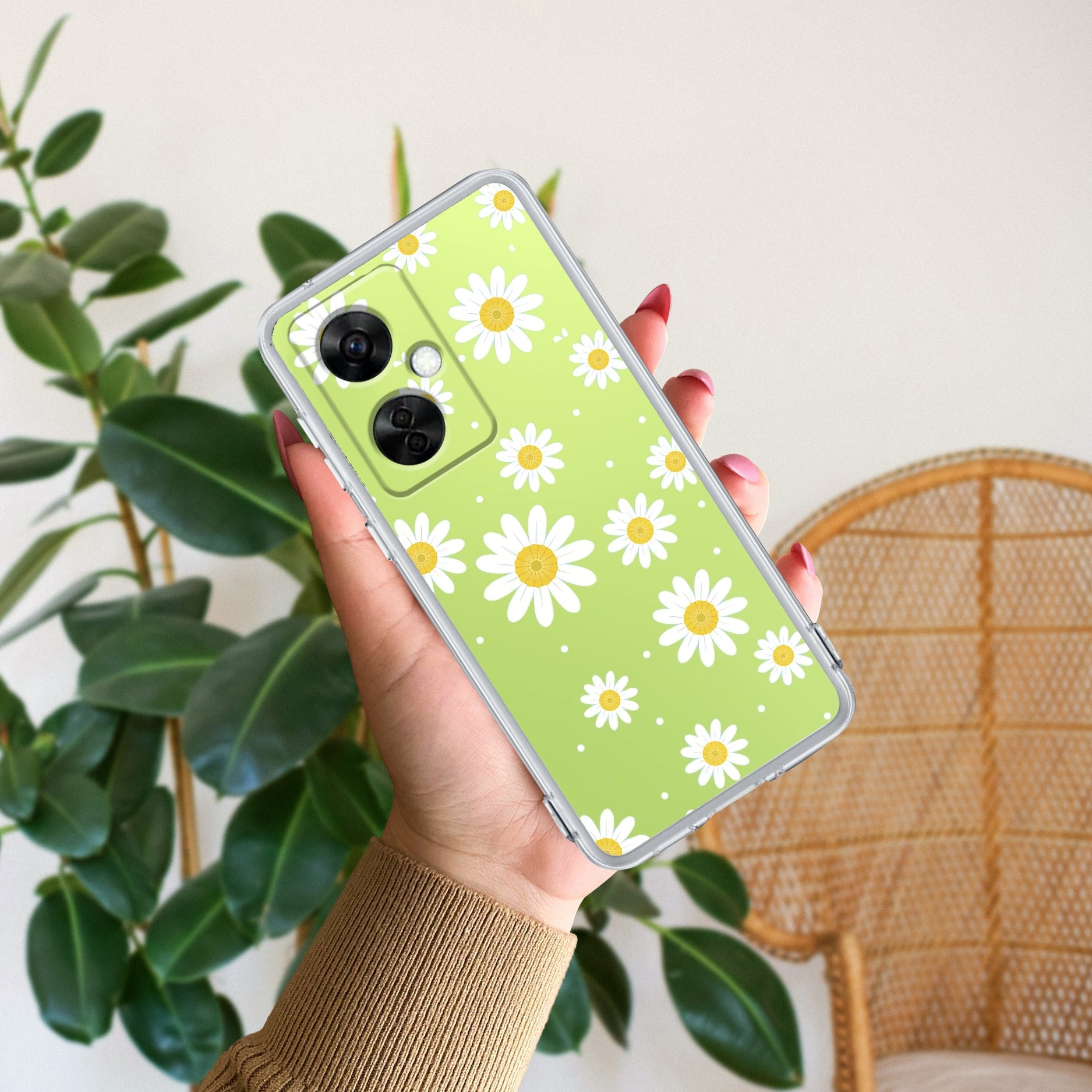 Beautiful Daisy Floral Transparent Silicon Case For OnePlus Nord CE 3 5G