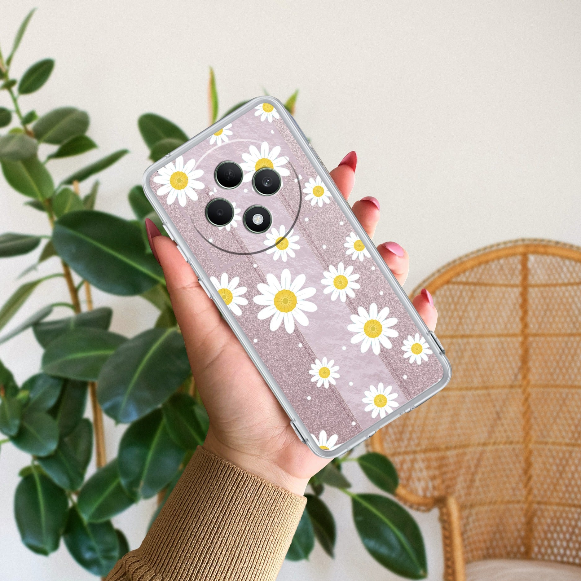 Beautiful Daisy Floral Anti Yellow Case For Oppo F27 Pro Plus 5G