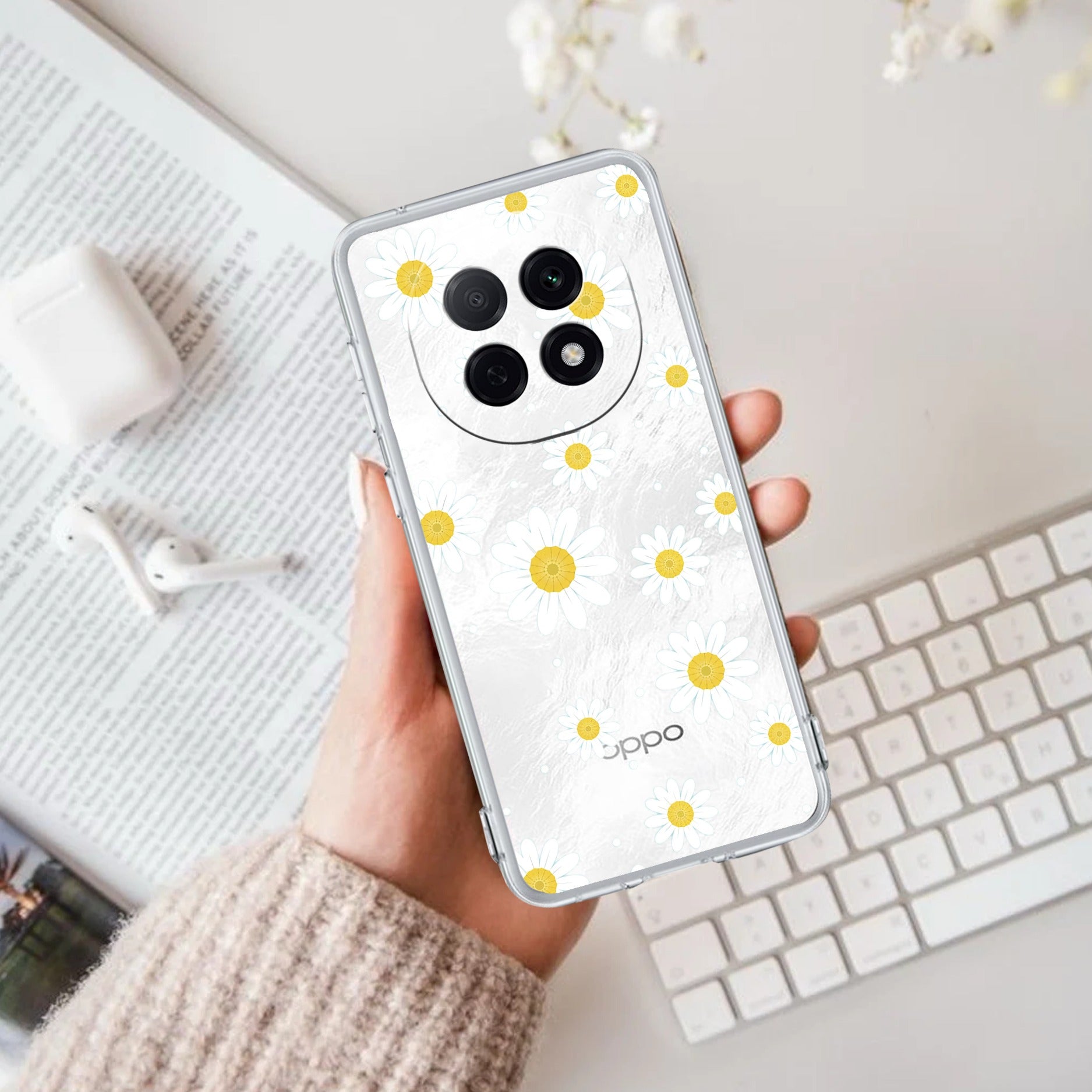 Beautiful Daisy Floral Anti Yellow Case For Oppo F29 Pro 5G