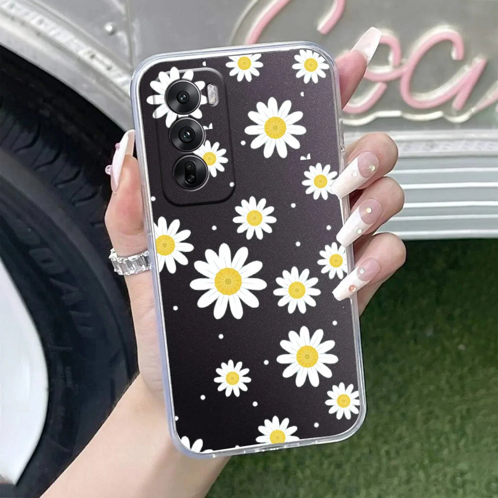 Beautiful Daisy Floral Anti Yellow Case For Oppo Reno 12 Pro 5G