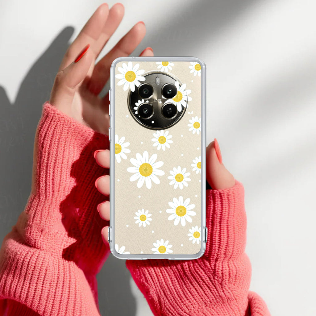 Beautiful Daisy Floral Transparent Silicon Case For Realme/Narzo