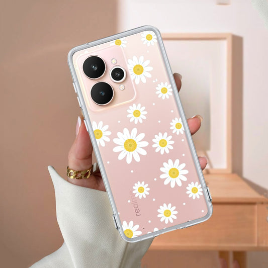 Beautiful Daisy Floral Transparent Silicon Case For Realme/Narzo